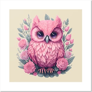 Cute Pink Owl 6 Posters and Art